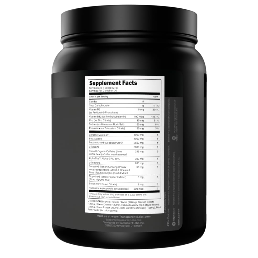Sugar Free Pre Workout with Beta Alanine, Citrulline Malate & Caffeine, 30 Servings Z709443