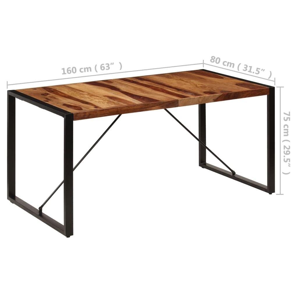 Square Dining Table, 63"x31.5"x29.5" Solid Sheesham Wood O4414