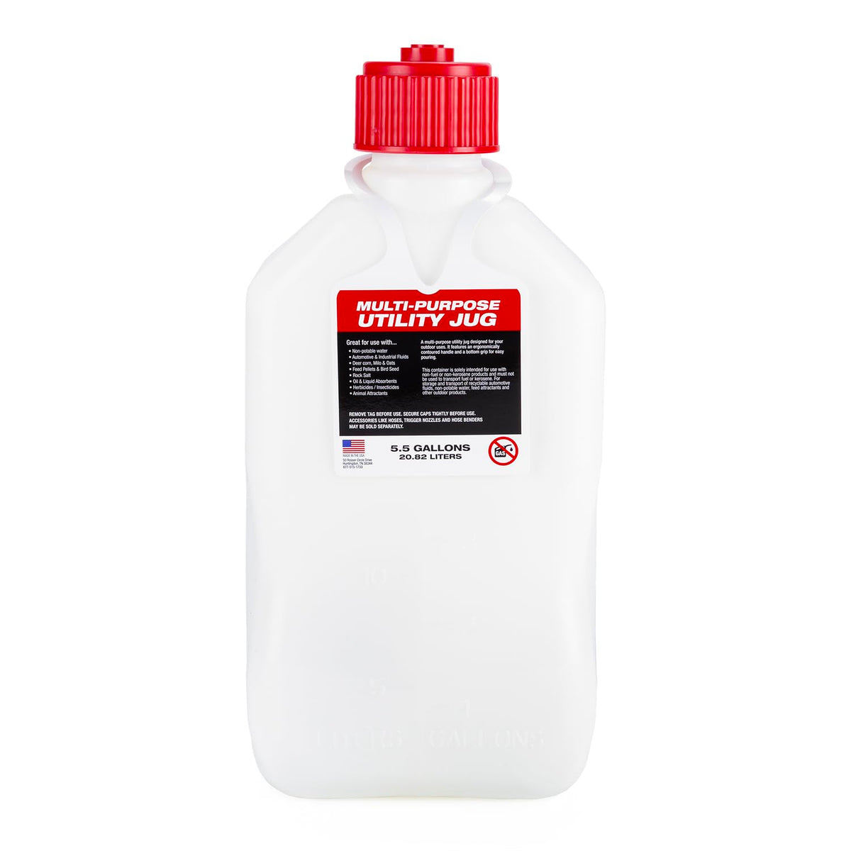 5.5 Gal. Square Motorsport Jug with Filler Hose Z60316