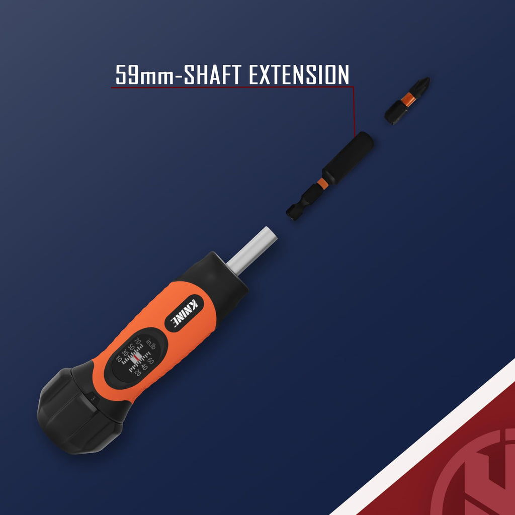 Torque Screwdriver Wrench Set 10-70 Inch Pounds 21 Hex Bits Orange S718
