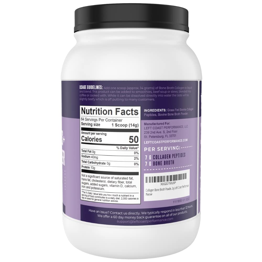 Collagen Bone Broth Powder, Unflavored, 2lb Q638