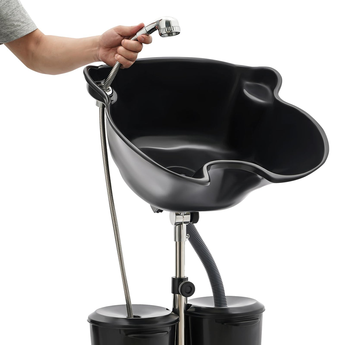 Portable Shampoo Bowl with Electric Pump, 2 Bucket Height Adjustable Z64600