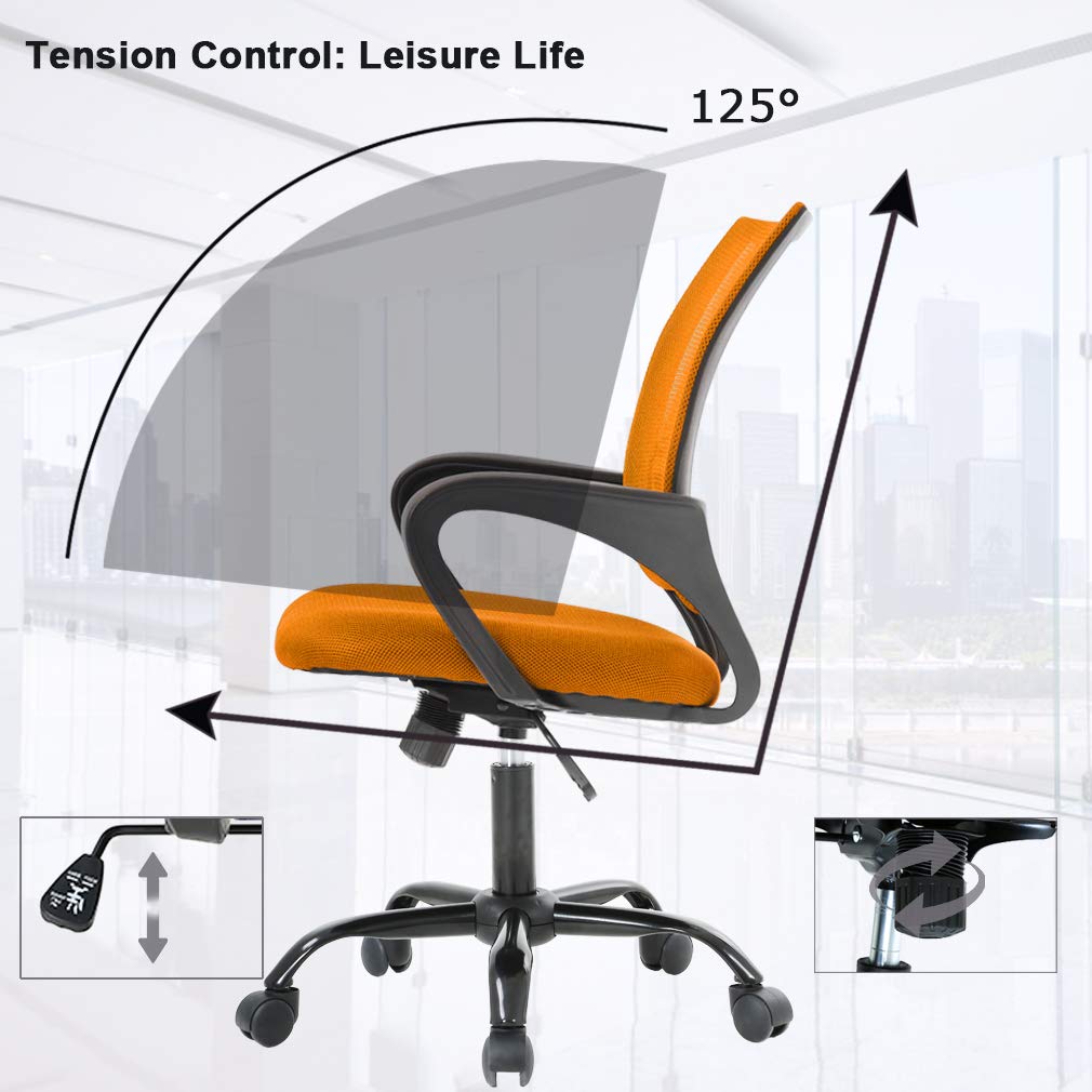 Orange Mesh Office Chair with Lumbar Support G833281