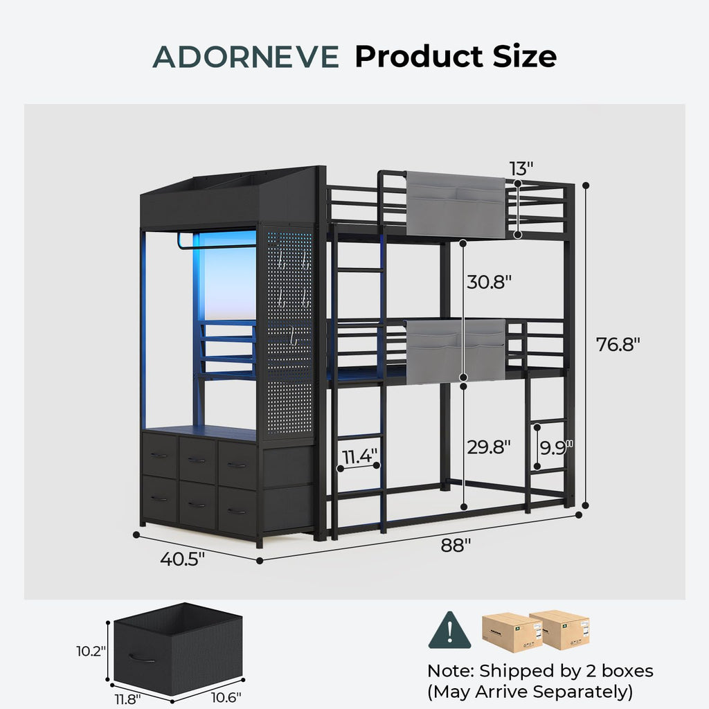 Triple Bunk Bed with 6 Storage Drawers J72013