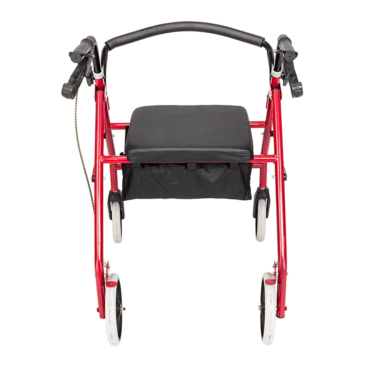 Heavy Duty Upright Rollator Walker with Padded Seat, Backrest, Height Adjustable Black & Red Y267651