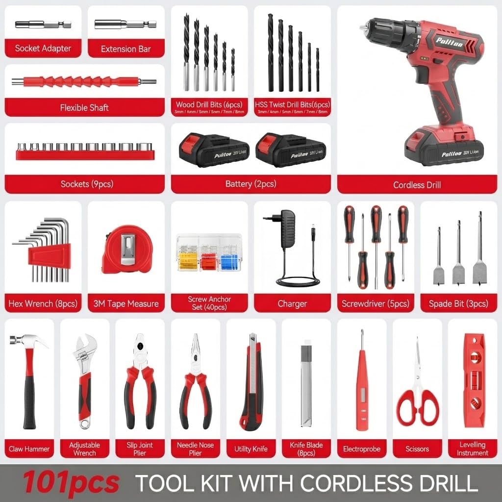 Cordless Drill Set 20V with Battery And Charger 59pcs Bits Kit U822676