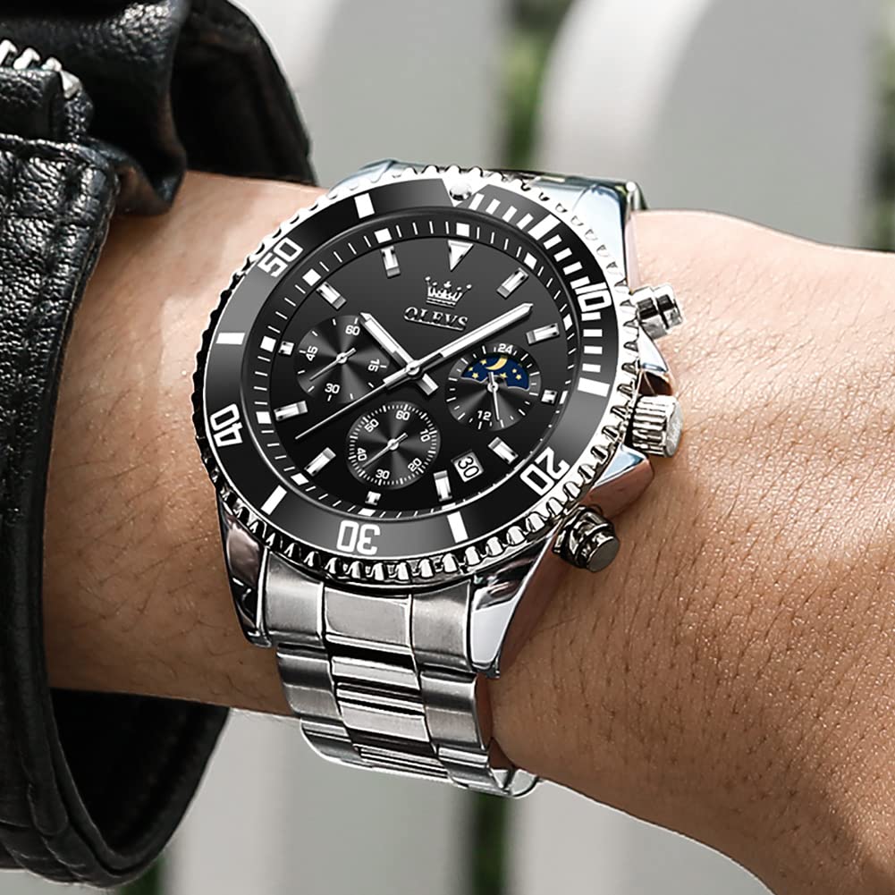 Chronograph Moon Phase Stainless Steel Wrist Watch J909