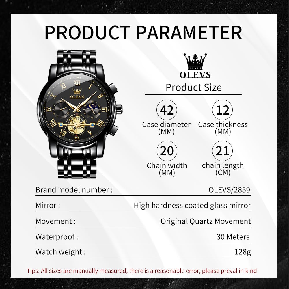 Waterproof Stainless Steel Multifunction Mens Watch F478