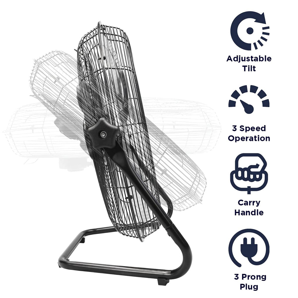 20 Inch 3-Speed High Velocity Metal Floor Fan I815511