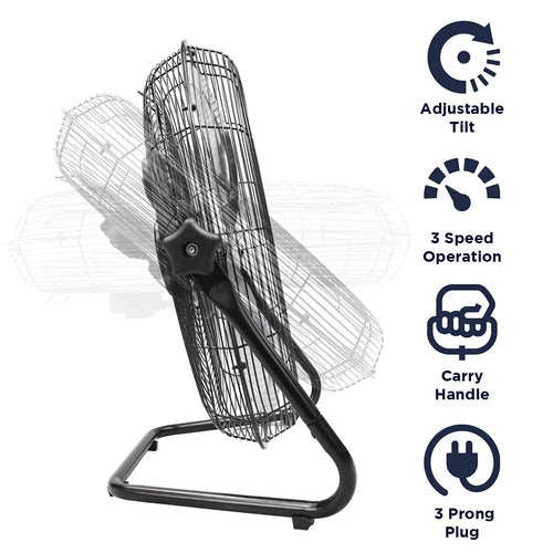 20 Inch 3-Speed High Velocity Metal Floor Fan I815511
