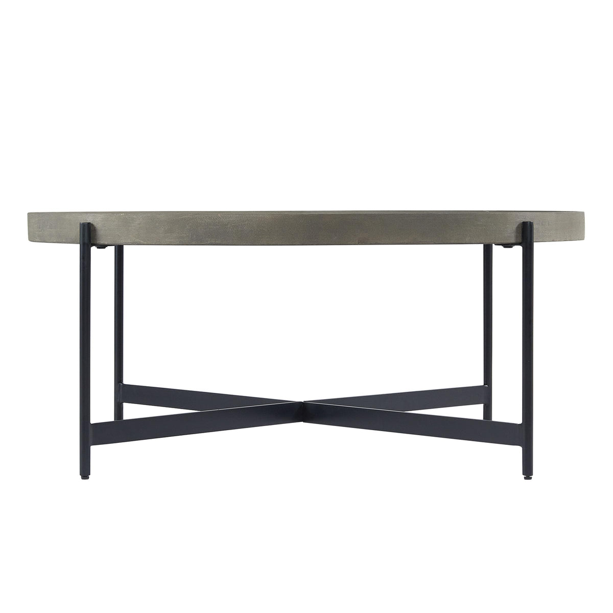 42-Inch Round Concrete-Coated Wood Coffee Table with Tray Top P7540