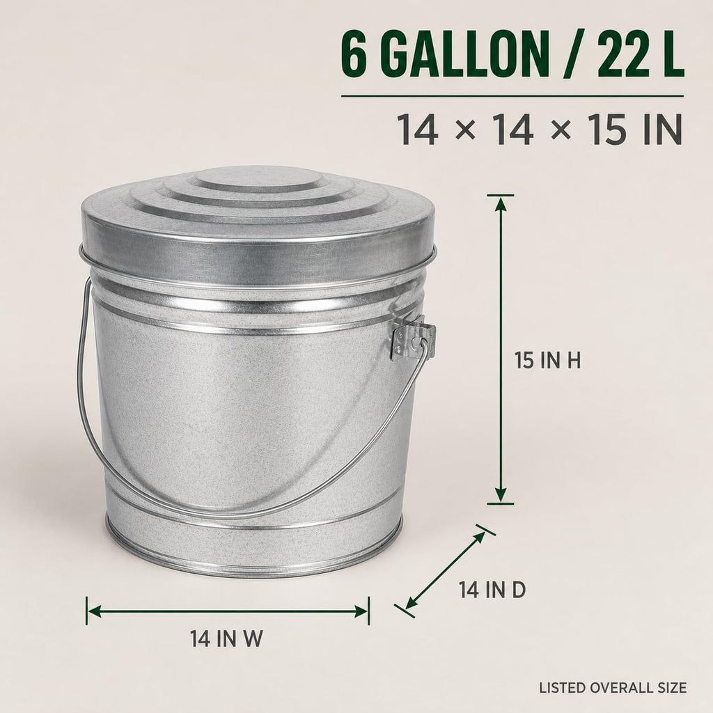 6 Gal Galvanized Steel Storage Can R1963
