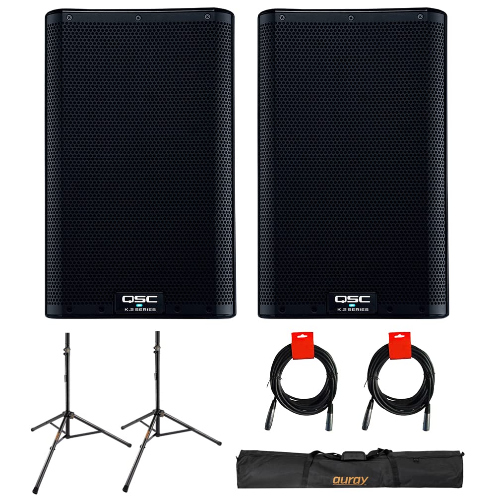8" 2000W Powered Portable PA Speaker with Speaker Stand and XLR Cable R7184