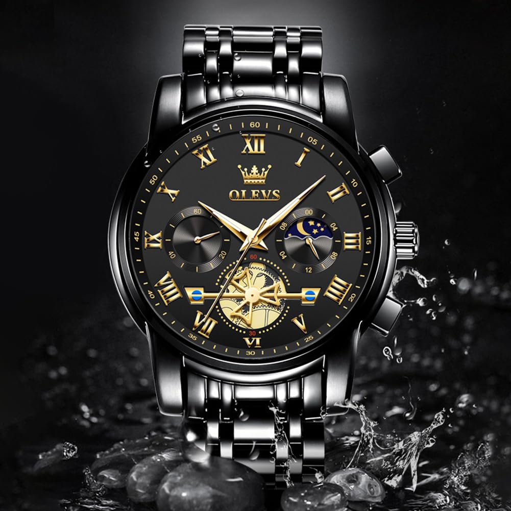 Waterproof Stainless Steel Multifunction Mens Watch F478