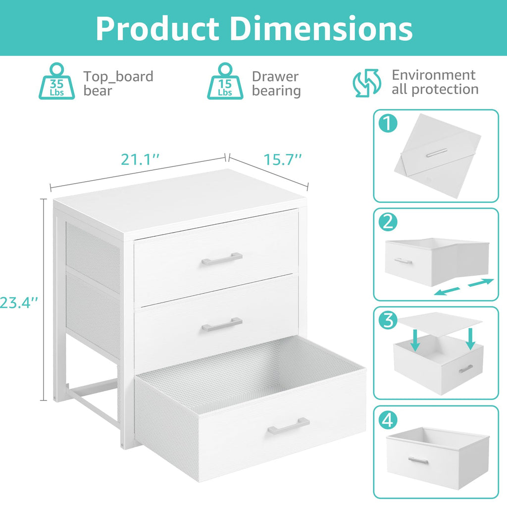 White 3 Drawer Dresser X654804