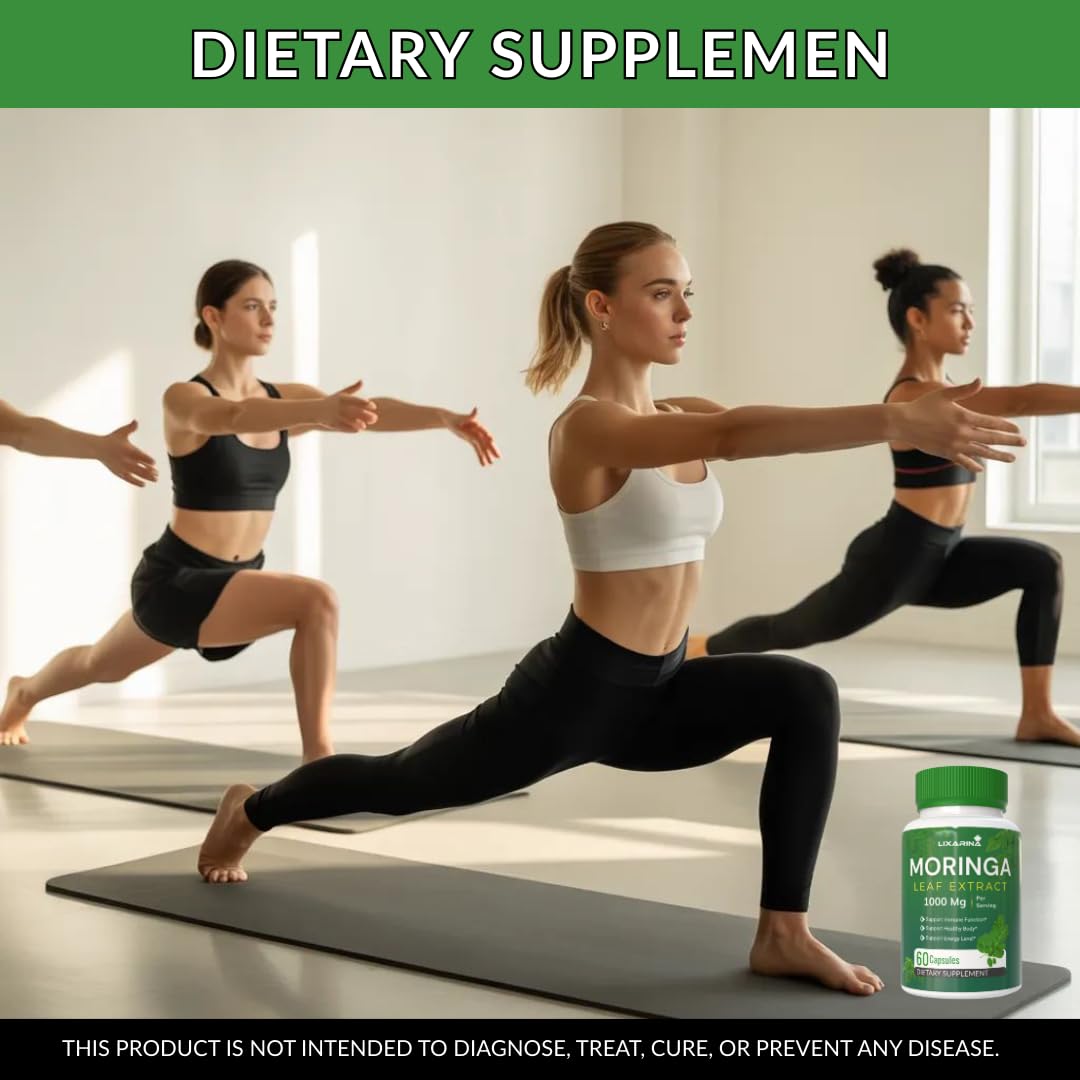 Moringa Capsules Organic 1000MG 60 Count Pack-2 U79944
