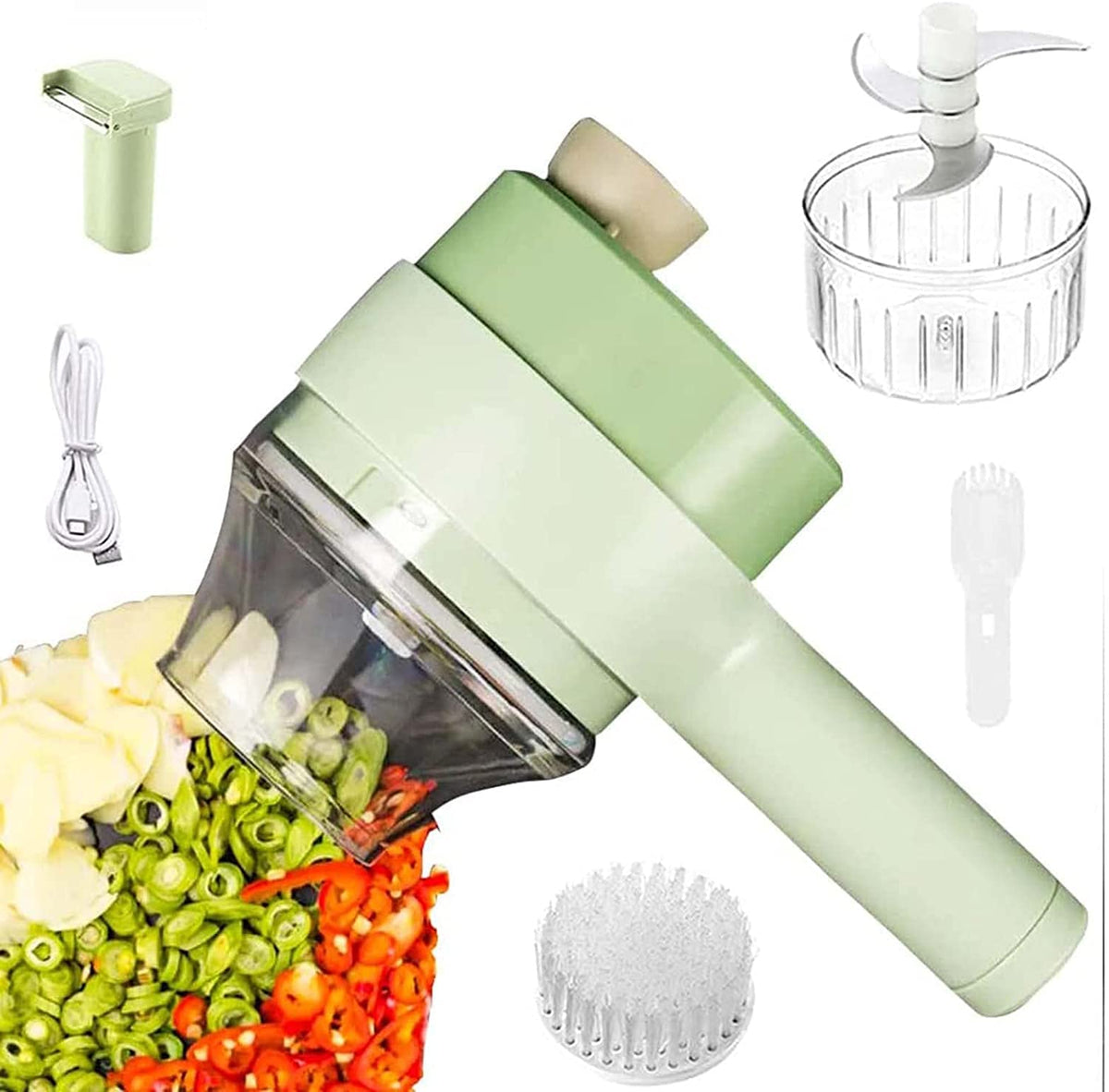 4 in 1 Handheld Electric Vegetable Cutter Set USB Rechargeable F593