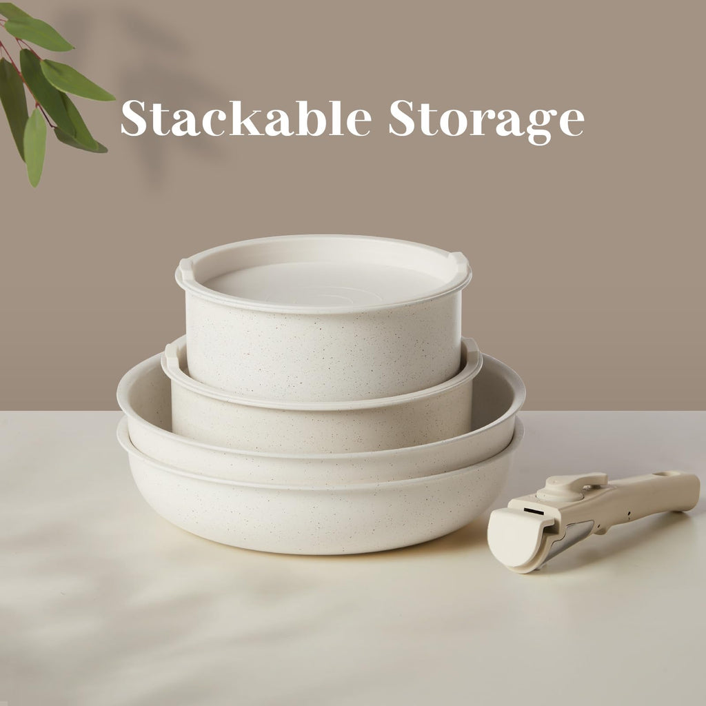 12 Pc Nonstick Milky White Cookware Set W190665