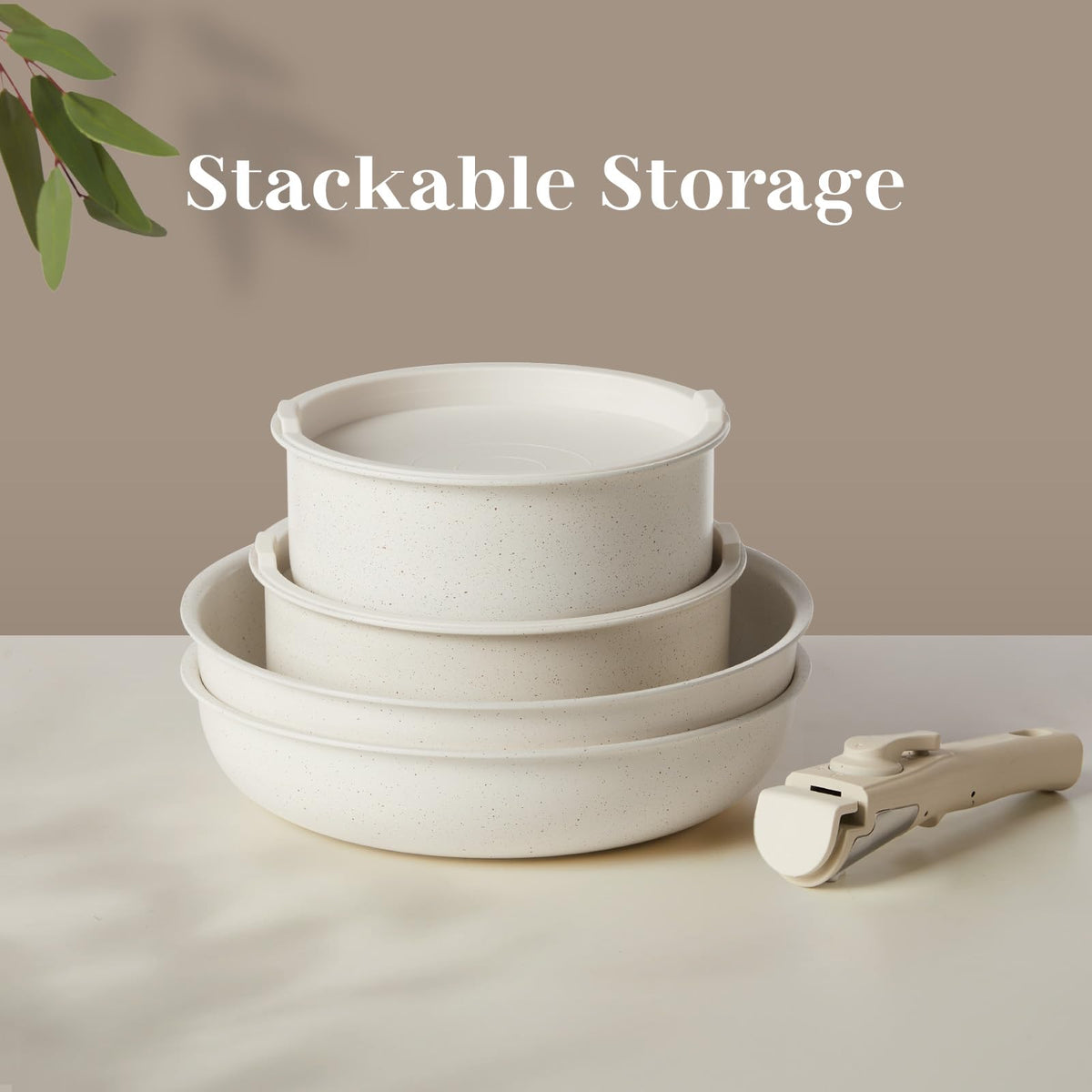 12 Pc Nonstick Milky White Cookware Set W190665