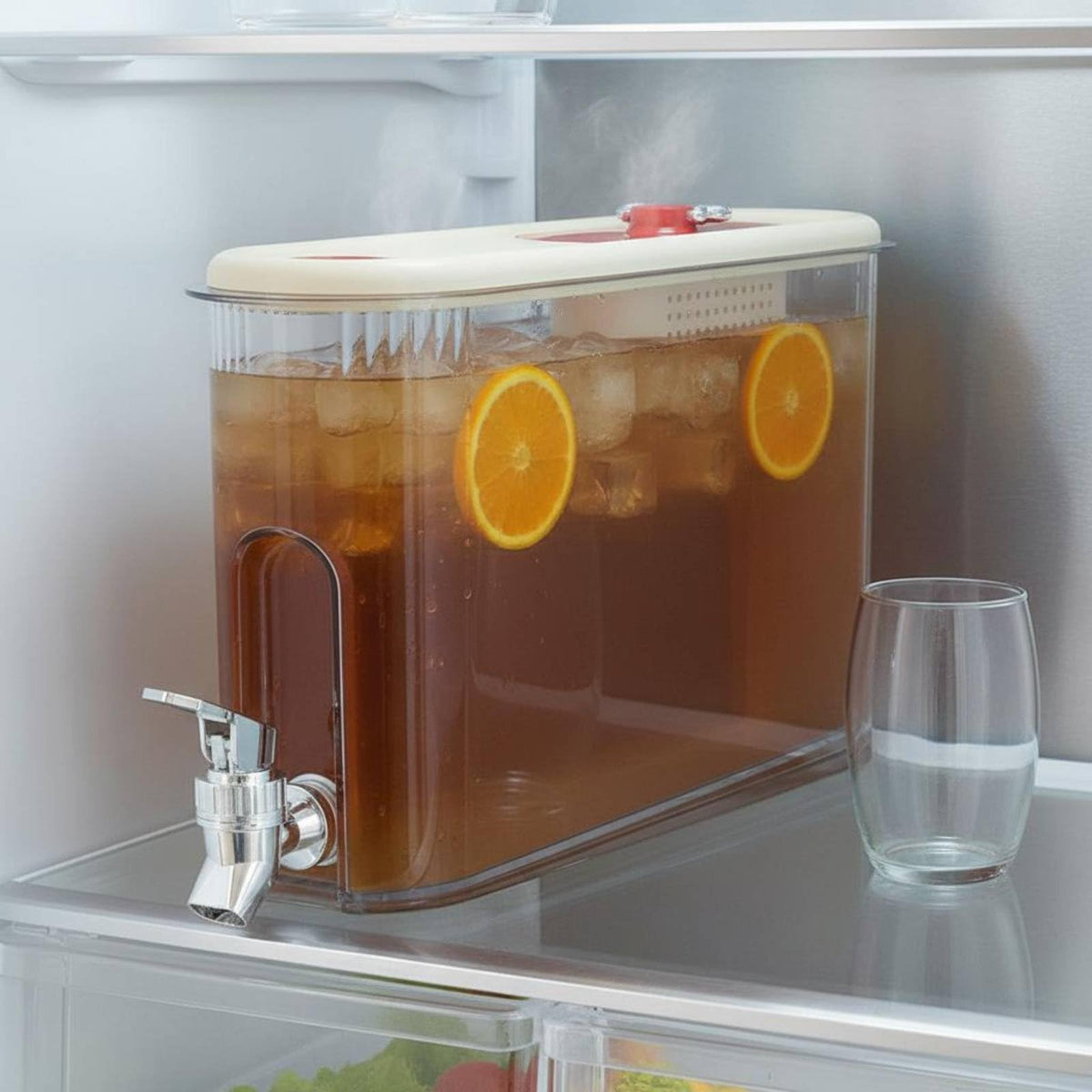 White Cold Beverage Dispenser with Faucet D515279