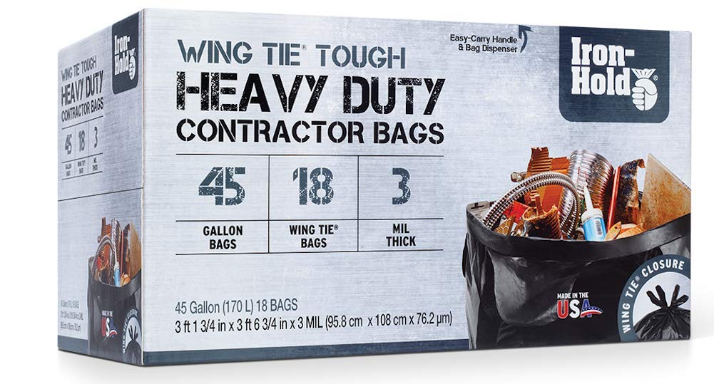 45 Gallon 18 Bags Black Heavy Duty Trash Bags Z9732