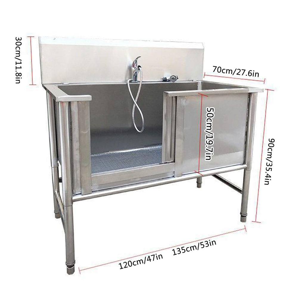 53'' Stainless Steel Pet Grooming Tub with Walk-in Stairs F76037