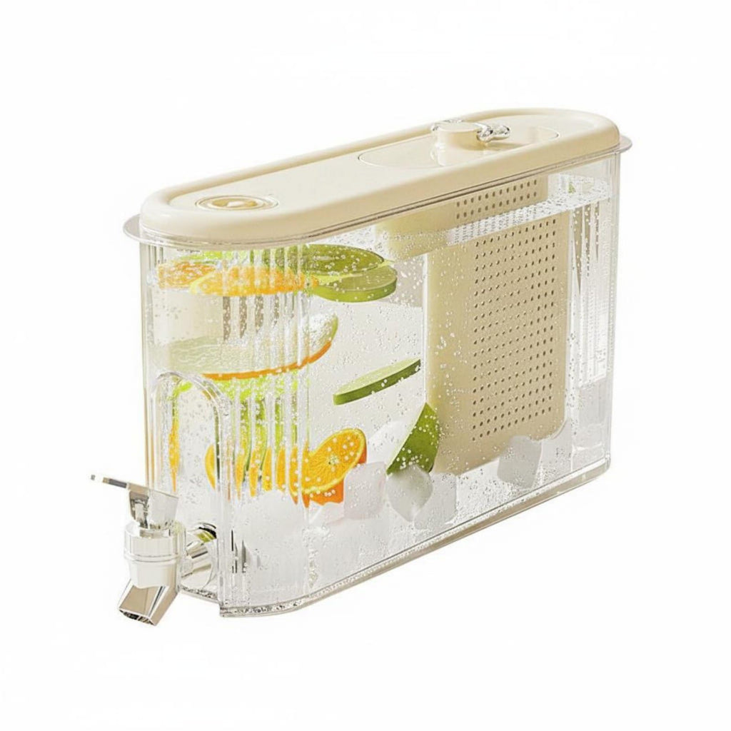 White Cold Beverage Dispenser with Faucet D515279