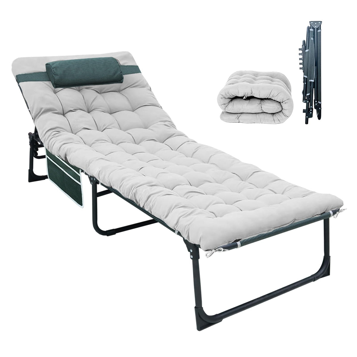 Folding Camping Cot with Mattress and Pillow Y74403