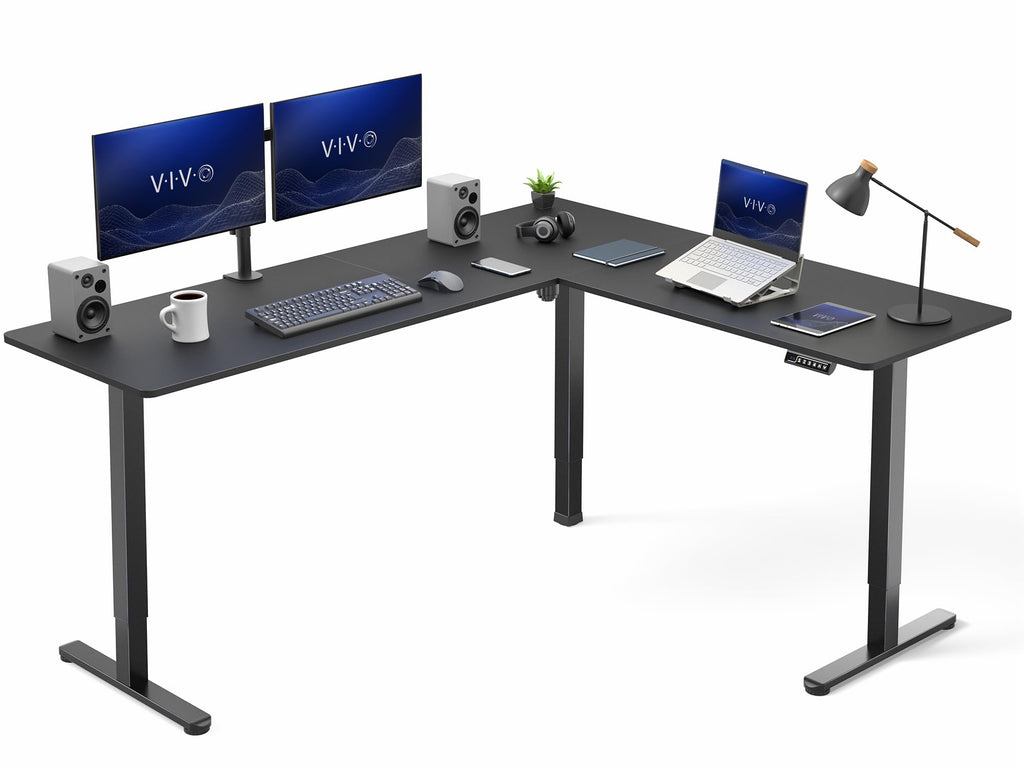 Black 75 x 63 in Corner Standing Desk K3363