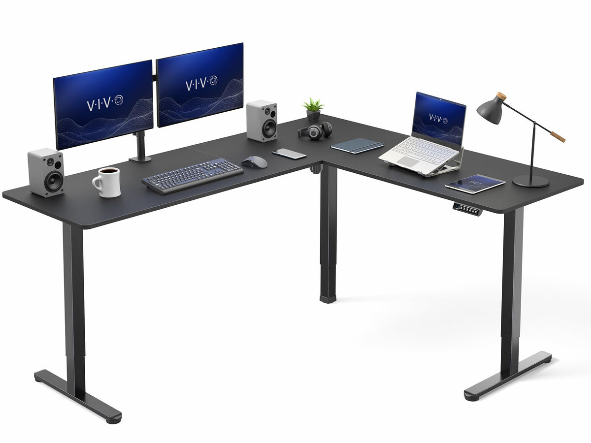 Black 75 x 63 in Corner Standing Desk K3363