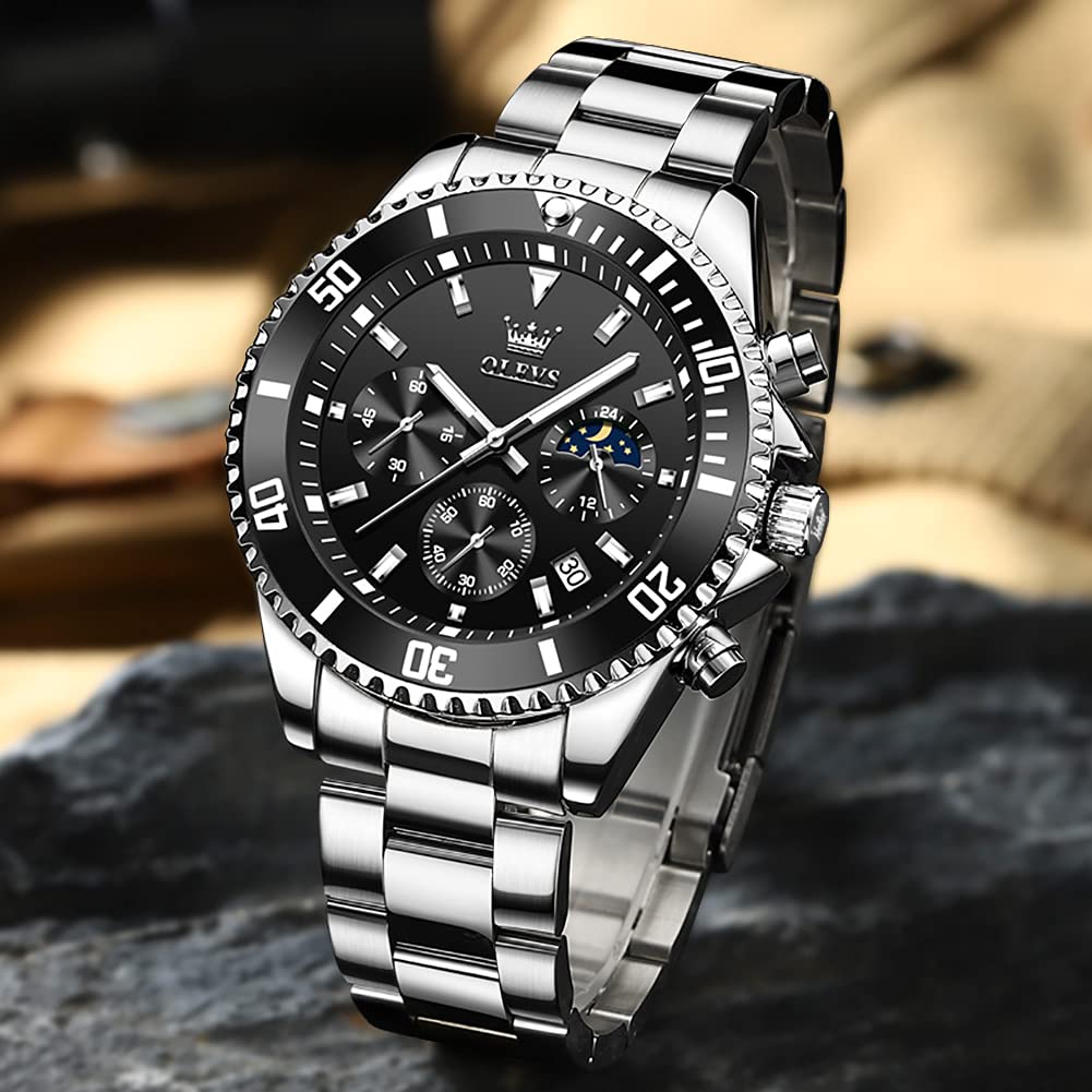Chronograph Moon Phase Stainless Steel Wrist Watch J909