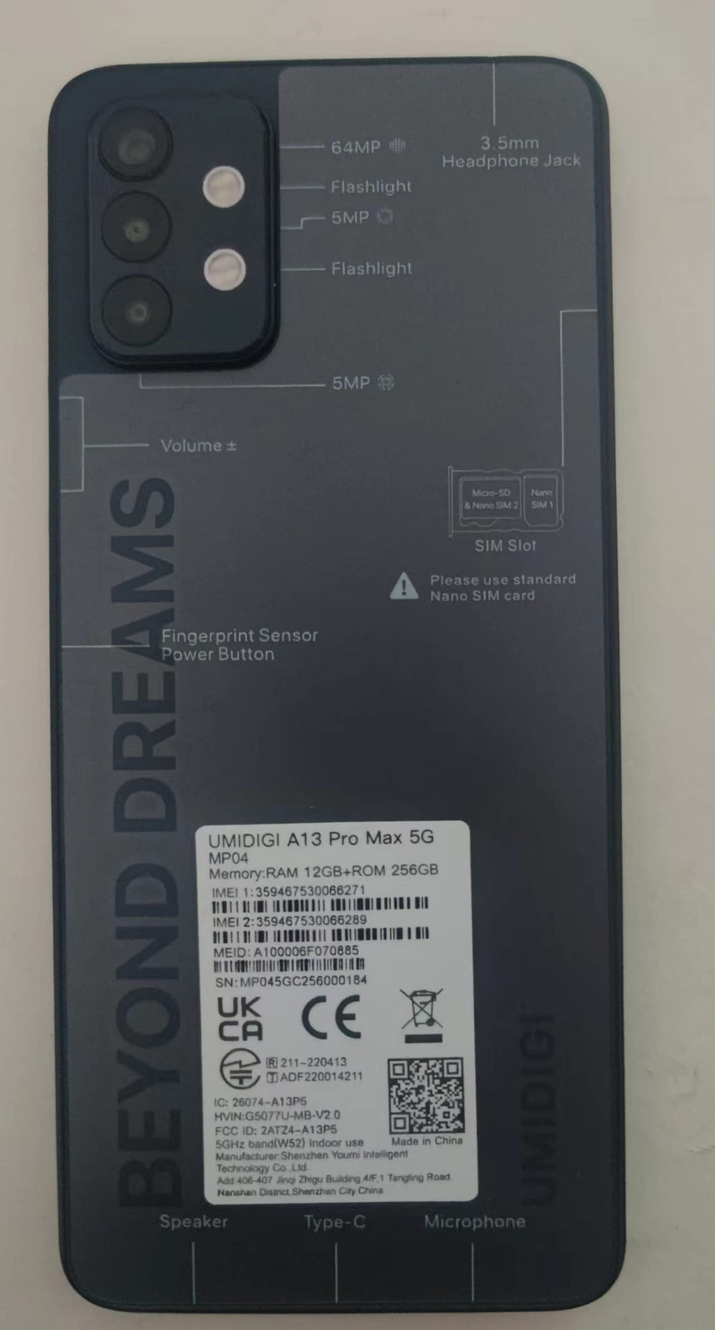 5G Smartphone 12GB RAM 256GB ROM 6.8" 90Hz Display 64MP Camera 5150mAh Battery Y51939