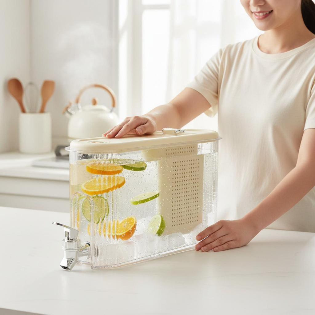 White Cold Beverage Dispenser with Faucet D515279