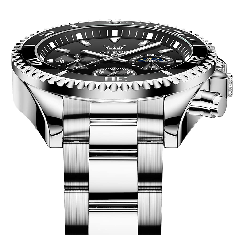 Chronograph Moon Phase Stainless Steel Wrist Watch J909