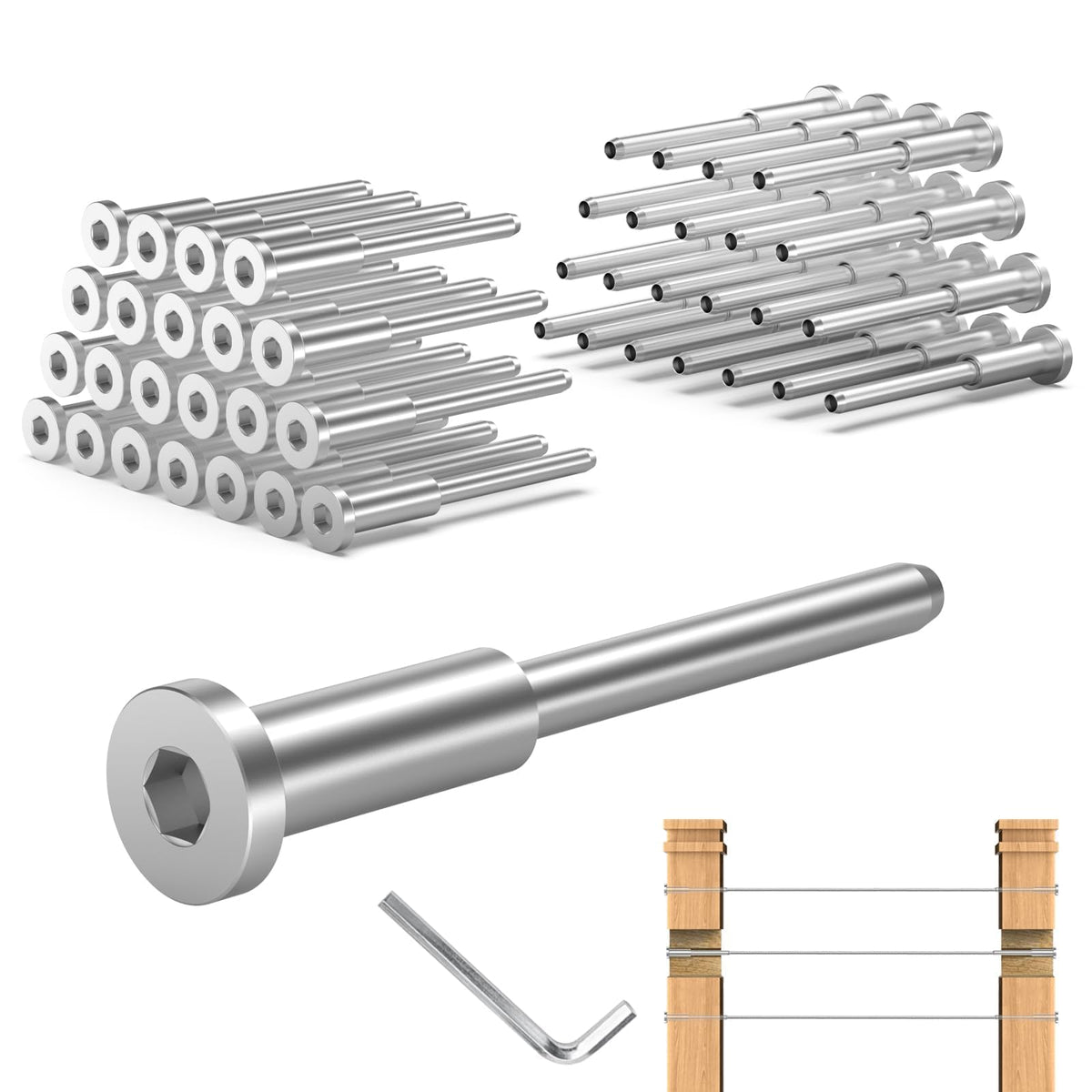60 Pack T316 Stainless Steel 1/8" Cable Railing Kit Z5425