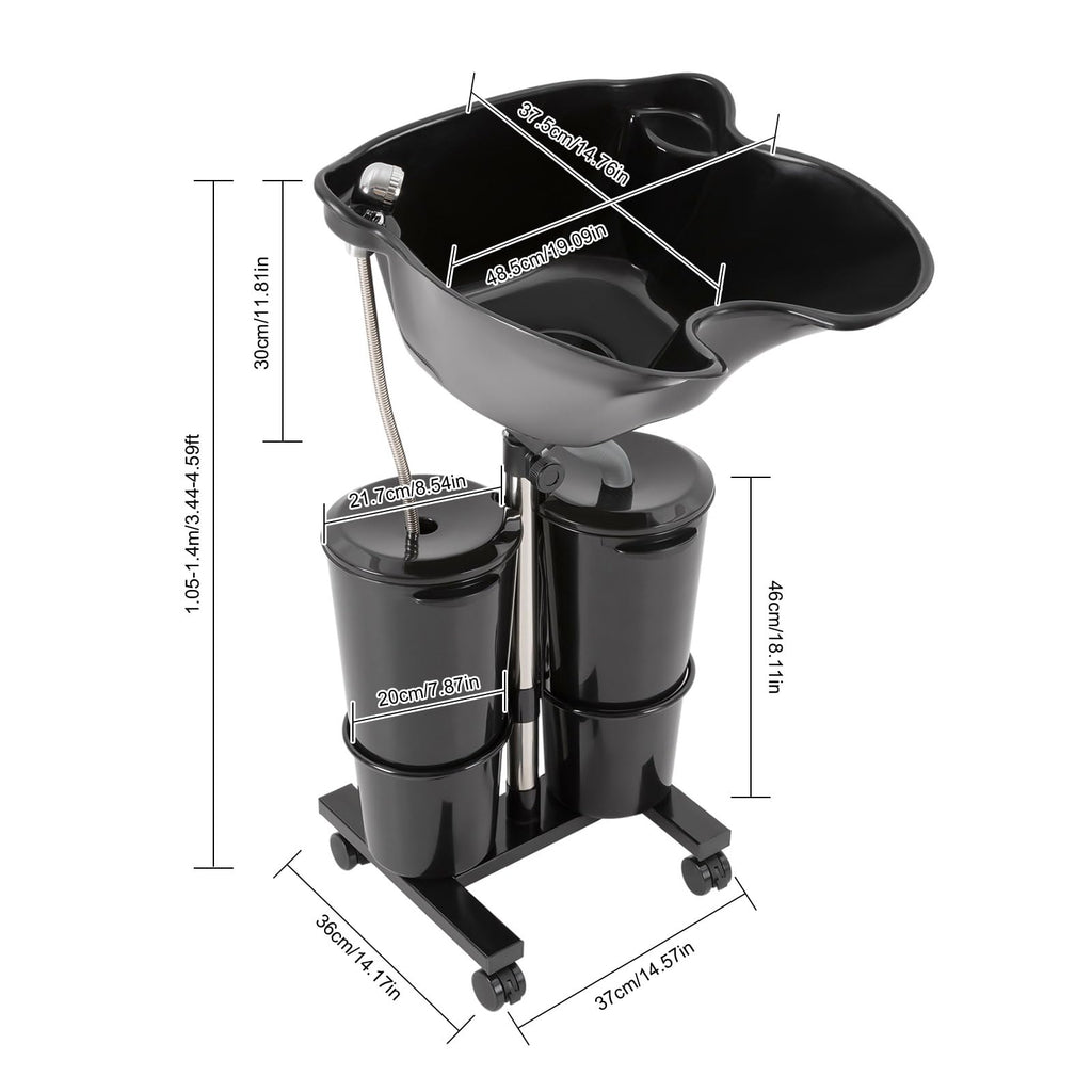 Portable Shampoo Bowl with Electric Pump, 2 Bucket Height Adjustable Z64600