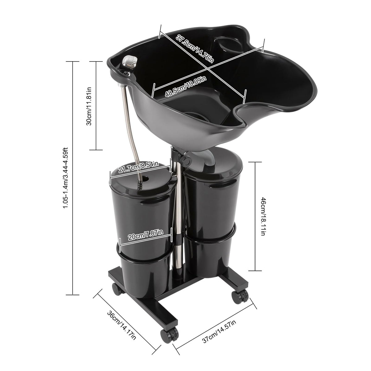 Portable Shampoo Bowl with Electric Pump, 2 Bucket Height Adjustable Z64600