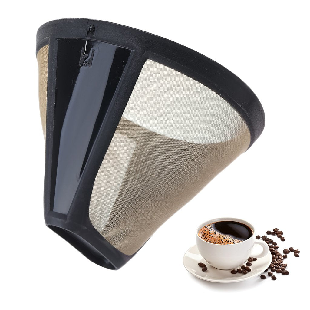 Reusable Cone-Style Coffee Filter 10-12 Cup Gold Mesh I56982