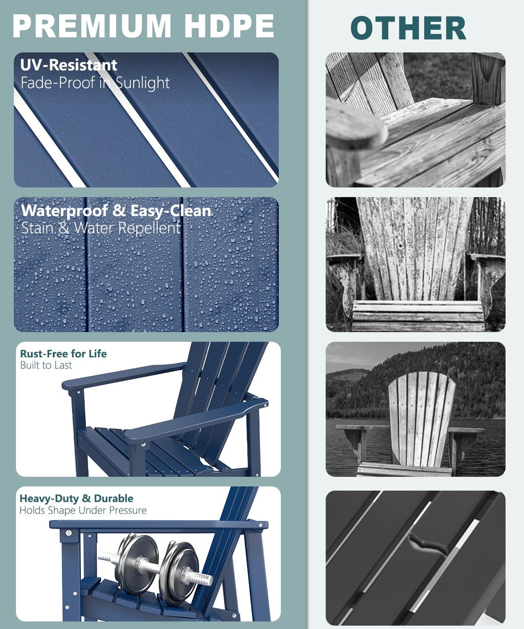 Navy Blue HDPE Adirondack Chair Set of 8 T307