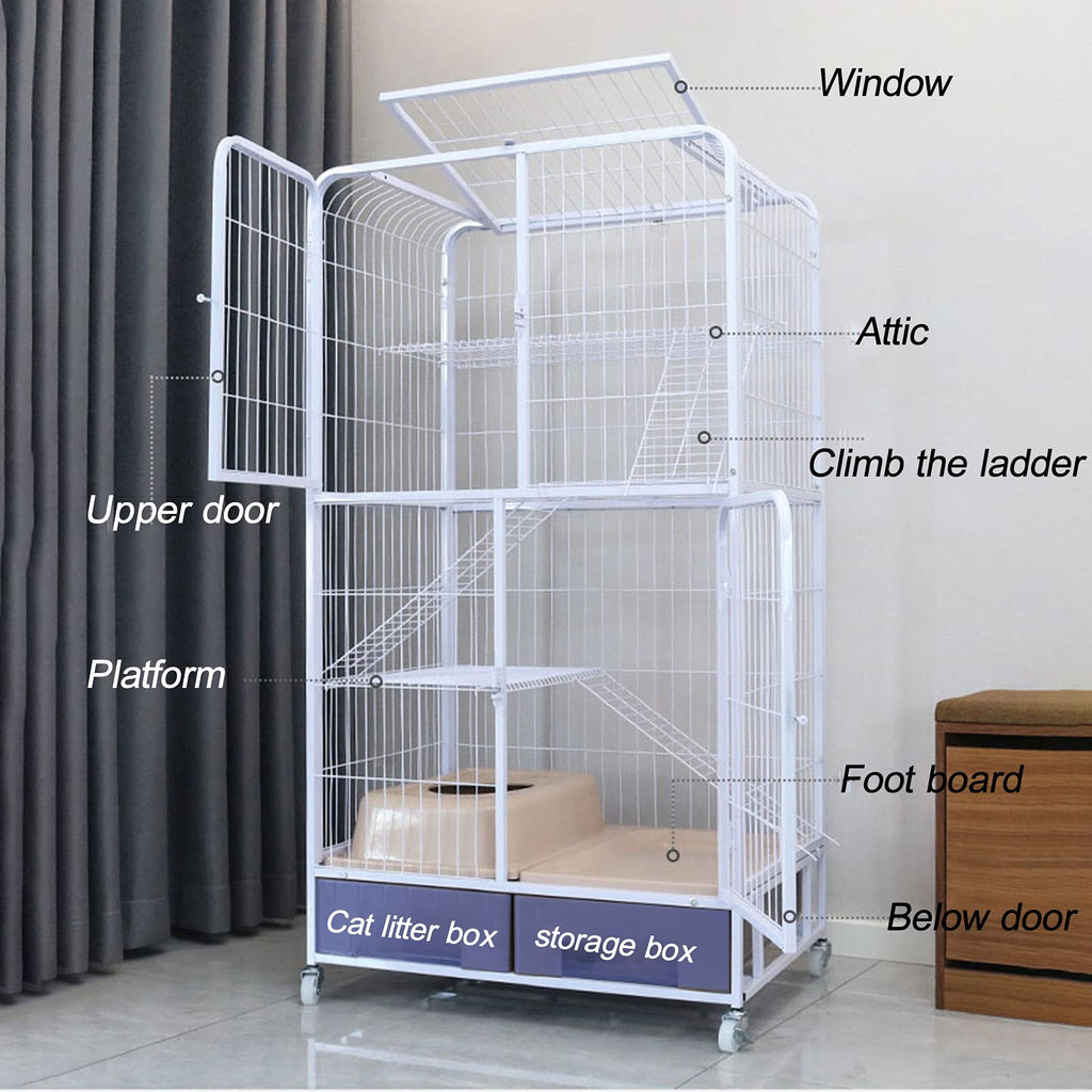 Black Four Layer Metal Cat Cage Dog Crate V73980