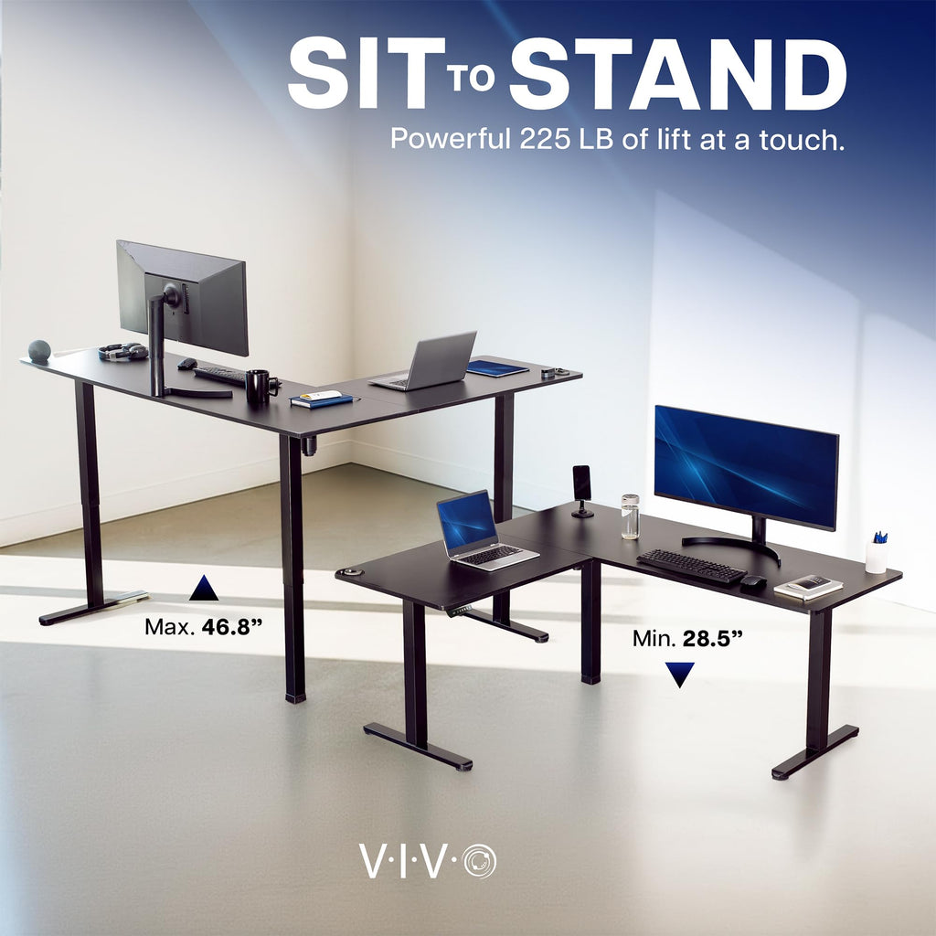 Black 75 x 63 in Corner Standing Desk K3363