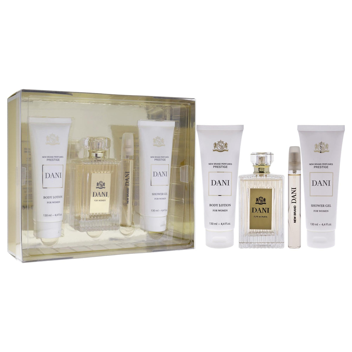 4 Pc Gift Set 3.3oz EDP Spray, 0.5oz EDP Spray, 4.4oz Shower Gel, 4.4oz Body Lotion F676