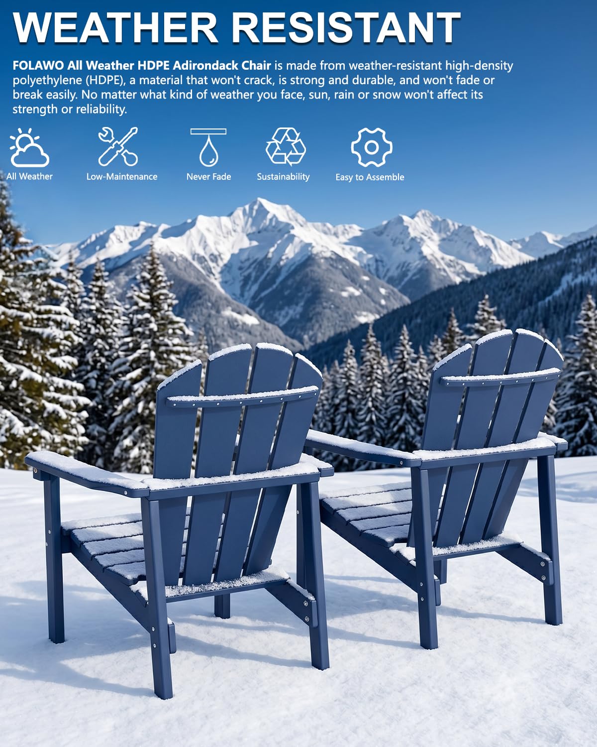 Navy Blue HDPE Adirondack Chair Set of 8 T307