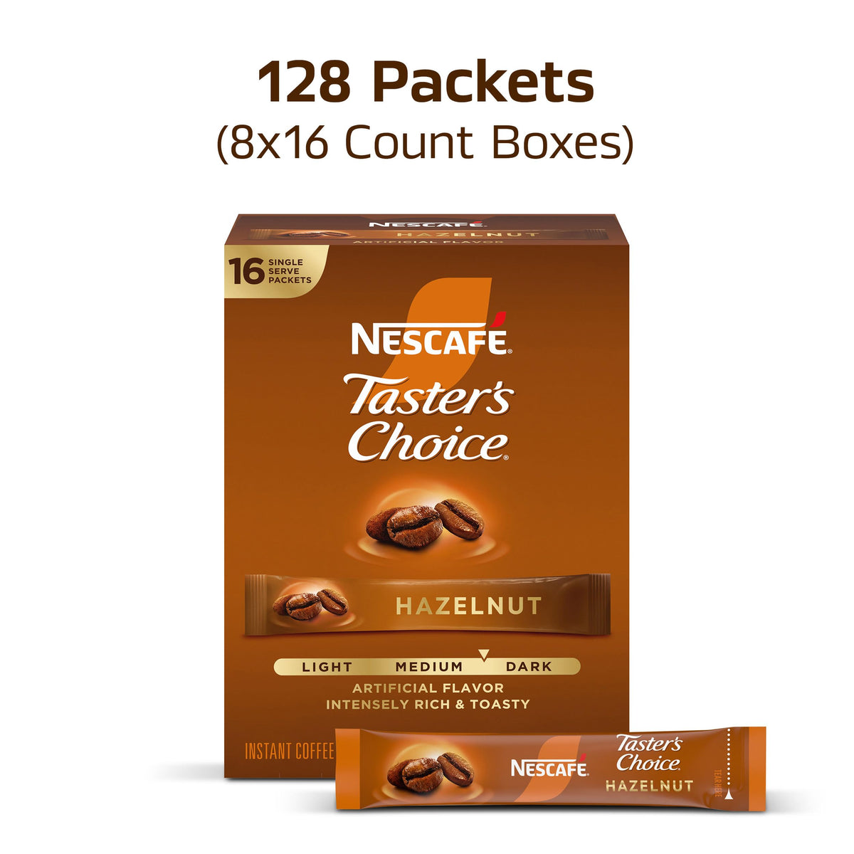 Hazelnut Flavored Coffee 8 Boxes 128 Packets O6072