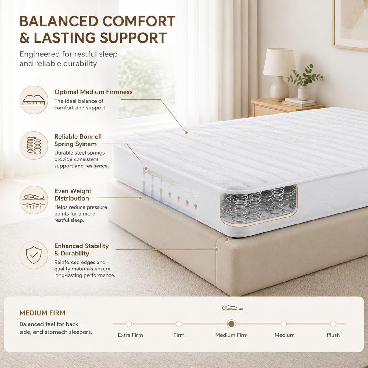 5 Inch Twin Size Bonnell Spring Mattress Y34721