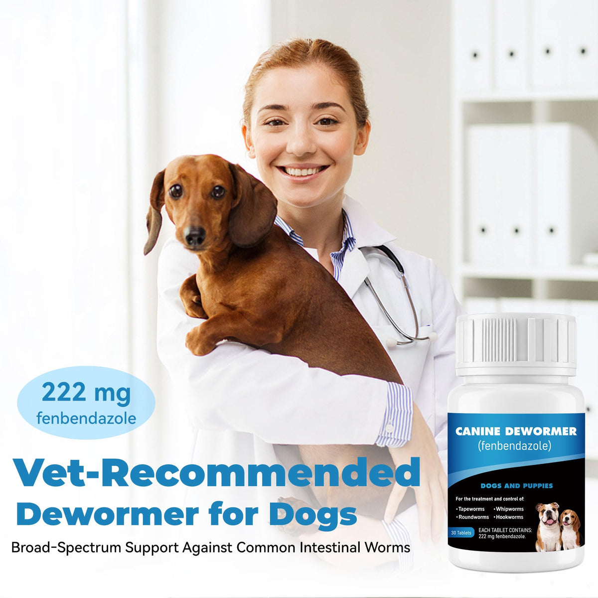 Fenbendazole 222mg Dewormer for Dogs, 30 Tablets Z246