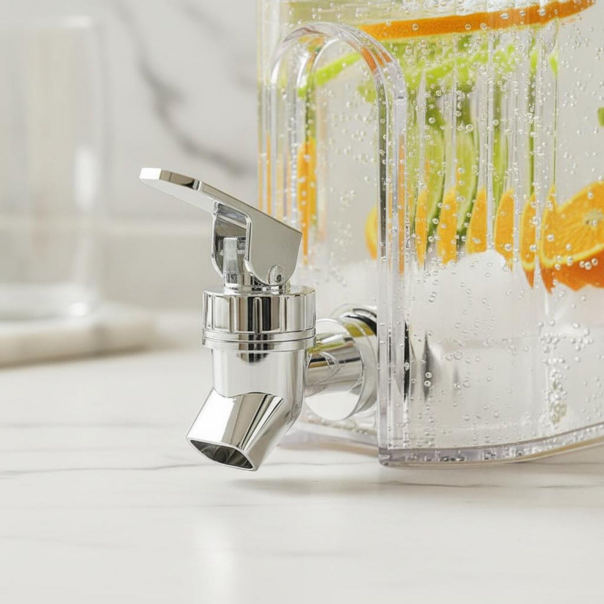 White Cold Beverage Dispenser with Faucet D515279