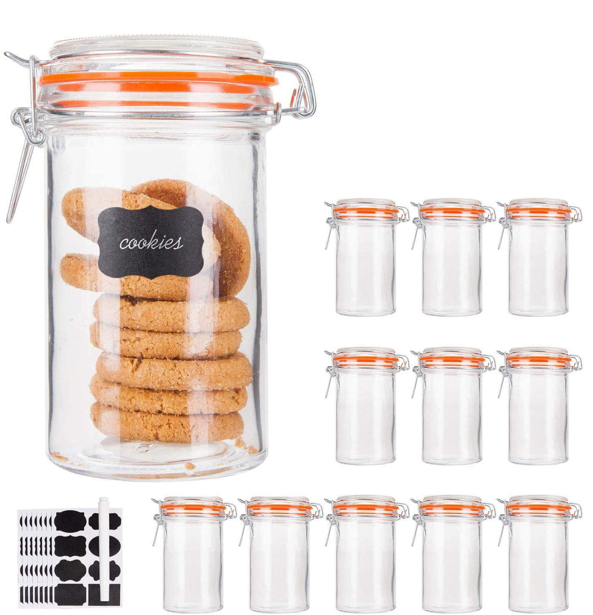 16 oz Glass Airtight Storage Jars, 12 Pack K5017