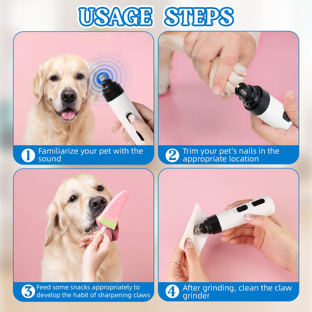 2-Speed Rechargeable Quiet Electric Pet Nail Grinder F1524