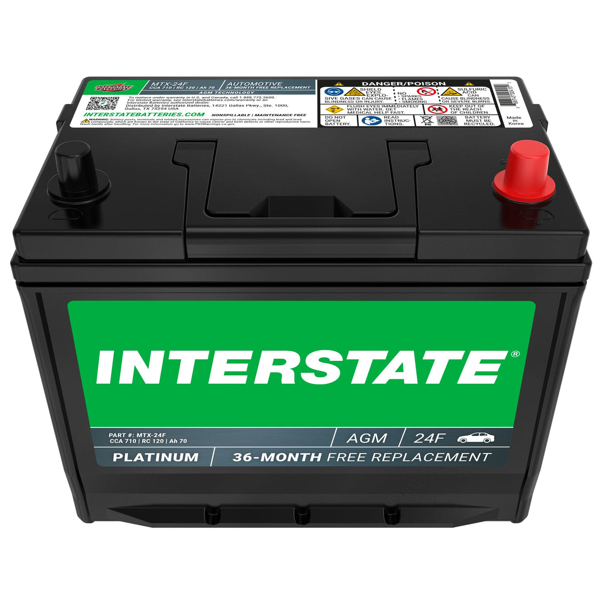 12V 70Ah 710CCA Group 24F AGM Car Battery D3279